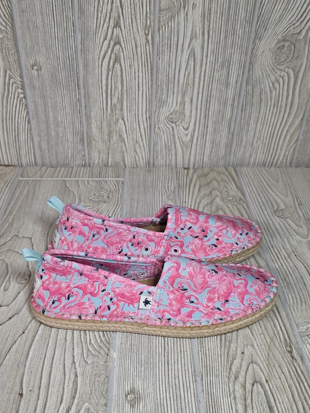 Simply Southern Espadrille Vibrant Flamingo Pattern Slip On Shoes Womens 6